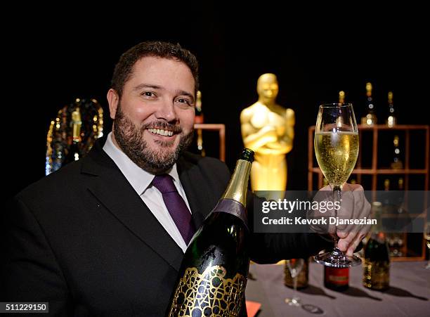 Benoit Collard, Piper-Heidsieck Global Executive Director, poses with a exclusive Oscar edition champagne during the 88th Annual Academy Awards...