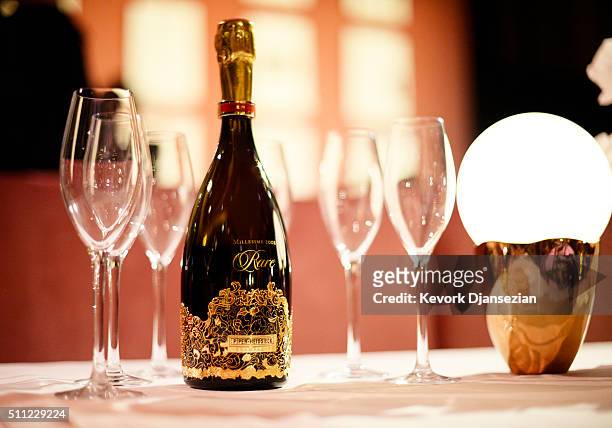 Piper-Heidsieck Rare Millesime 2002 champagne is on display during the 88th Annual Academy Awards Governors Ball press preview at The Ray Dolby...