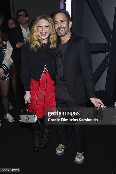 Actress Natasha Lyonne and designer Marc Jacobs pose backstage at Marc Jacobs Fall 2016 fashion show during new York Fashion Week at Park Avenue...