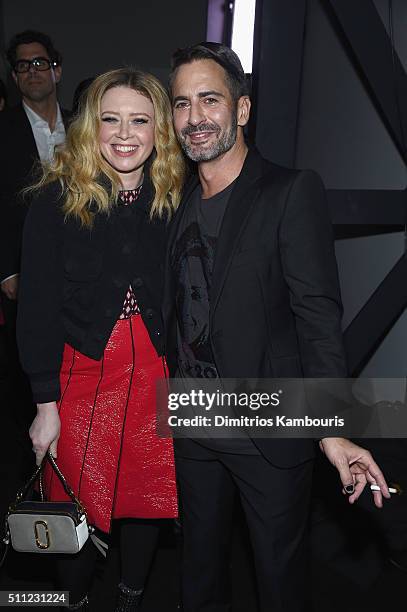 Actress Natasha Lyonne and designer Marc Jacobs pose backstage at Marc Jacobs Fall 2016 fashion show during new York Fashion Week at Park Avenue...