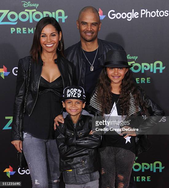 Actress Salli Richardson-Whitfield, Dondre Whitfield and children Parker Richardson-Whitfield and Dre Terrell Whitfield arrive at the premiere of...