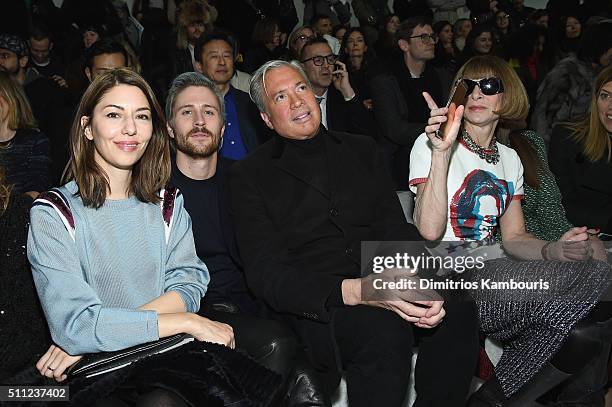 Sofia Coppola, Connor Dodd, Robert Duffy, Anna Wintour, and Bee Shaffer attend the Marc Jacobs Fall 2016 fashion show during New York Fashion Week at...