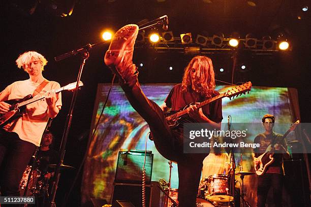 Stu Mackenzie of King Gizzard and the Lizard Wizard performs on stage at Electric Ballroom on February 18, 2016 in London, England.