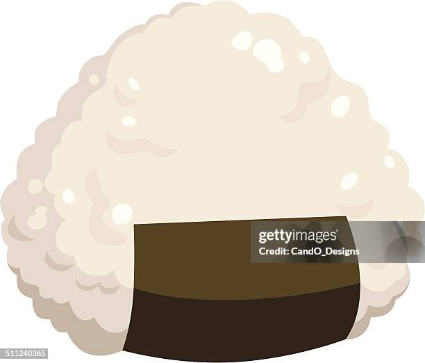 onigiri cartoon - rice ball stock illustrations