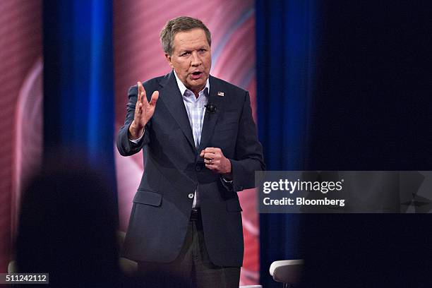 John Kasich, governor of Ohio and 2016 Republican presidential candidate, speaks during a town hall event hosted by CNN at the University of South...