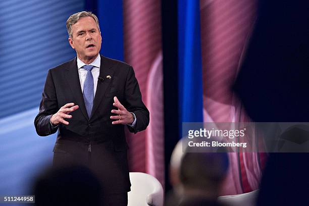 Jeb Bush, former Governor of Florida and 2016 Republican presidential candidate, speaks during a town hall event hosted by CNN at the University of...