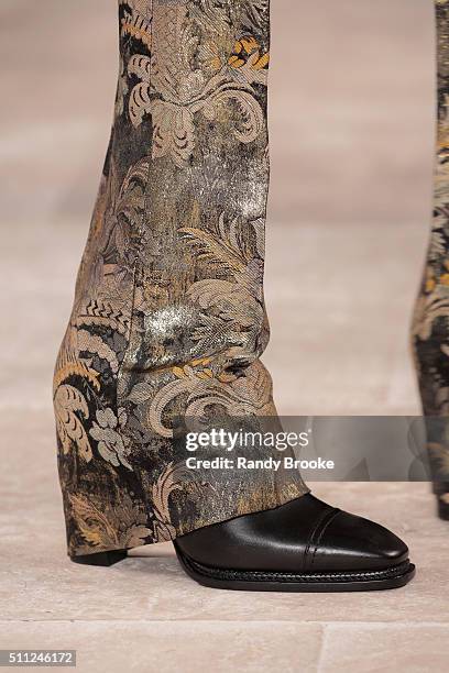 Shoe detail on the runway at the Ralph Lauren Fall 2016 show during New York Fashion Week: The Shows at Skylight Clarkson Sq on February 18, 2016 in...