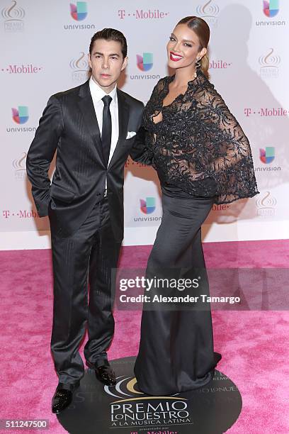 Nicholas Felizola and Zuleyka Rivera attends Univision's 28th Edition of Premio Lo Nuestro A La Musica Latina on February 18, 2016 in Miami, Florida.