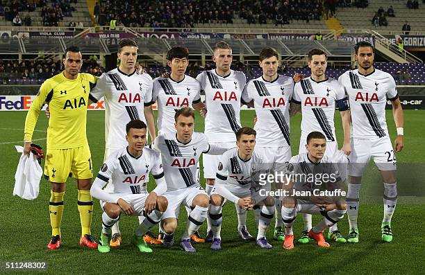 DFLORENCE Team of Tottenham poses before the UEFA Europa League round of 32 first leg match between Fiorentina and Tottenham Hotspur at Stadio...