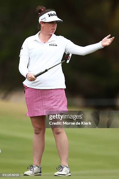 Casey Grice of the USA competes during day two of the ISPS Handa Women's Australian Open at The Grange GC on February 19, 2016 in Adelaide, Australia.