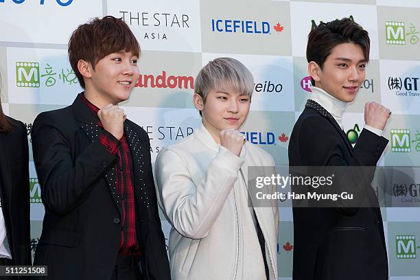 Boy band Seventeen attends the 5th Gaon Chart K-Pop Awards on February 17, 2016 in Seoul, South Korea.