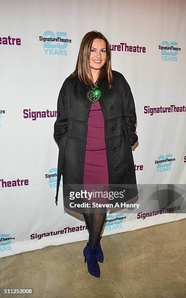 Mariska Hargitay attends the "Old Hats" opening night at Signature Theatre Company's The Pershing Square Signature Center on February 18, 2016 in New...