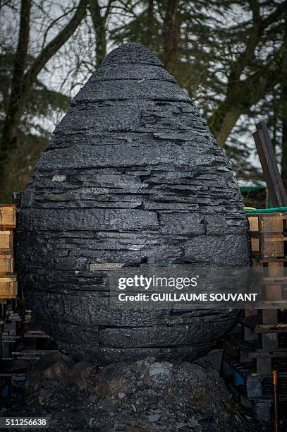 This picture taken on February 12, 2016 shows a general view of an art installation in progess by British artist Andy Goldsworthy entitled...