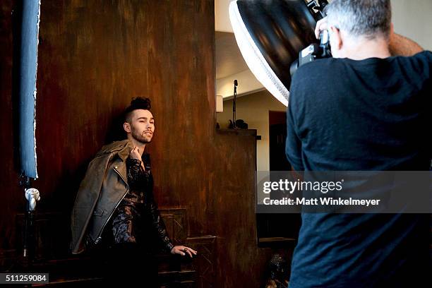 Actor/singer Max Schneider poses during a shoot for LaPalme Magazine on February 18, 2016 in Studio City, California.