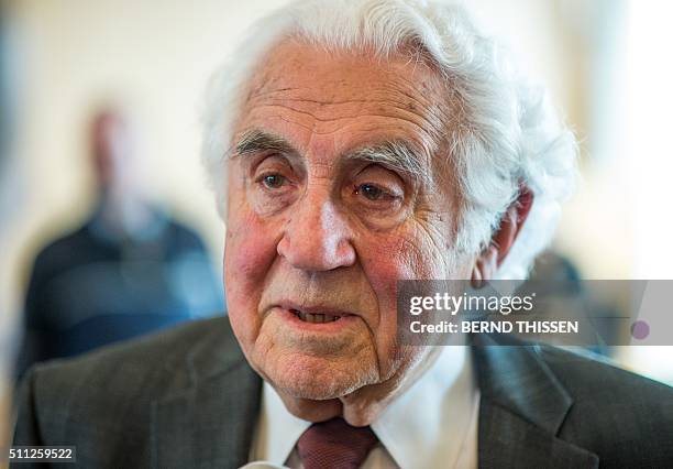 Auschwitz survivor and witness William Glied waits for the continuation of the trial against former Auschwitz guard Reinhold Hanning on February 19,...