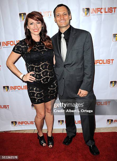 Producer Kristen Nedopak of 'The Geekie Awards' and founder of InfoList Jeff Gund arrive for the InfoList Pre-Oscar Soiree And Birthday Party for...