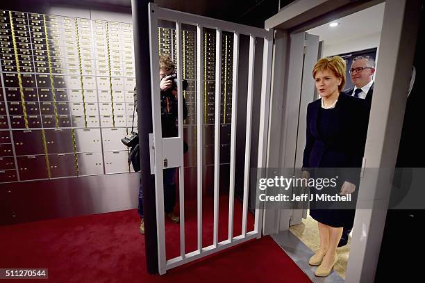 First Minister Nicola Sturgeon officially opens Scotlands first independent safe deposit box service in Glasgow on February 19 in Glasgow, Scotland....