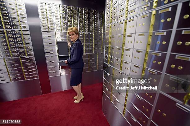 First Minister Nicola Sturgeon officially opens Scotlands first independent safe deposit box service in Glasgow on February 19 in Glasgow, Scotland....