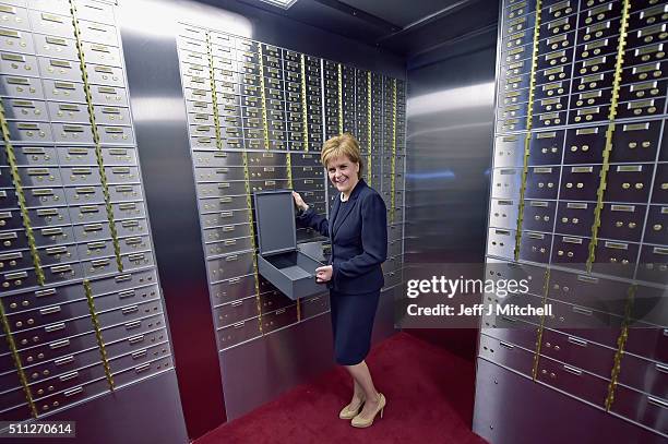 First Minister Nicola Sturgeon officially opens Scotlands first independent safe deposit box service in Glasgow on February 19 in Glasgow, Scotland....