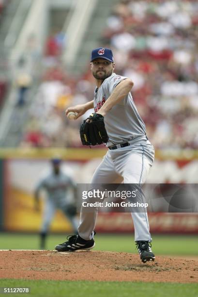 Pitcher Jake Westbrook of the Cleveland Indians delivers the ball during MLB game against the Cincinnati Reds at Great American Ball Park on July 4,...