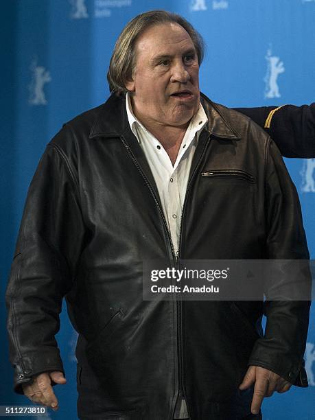 French actor Gerard Depardieu attends the 'Saint Amour' photo call during the 66th Berlinale International Film Festival at Grand Hyatt Hotel on...