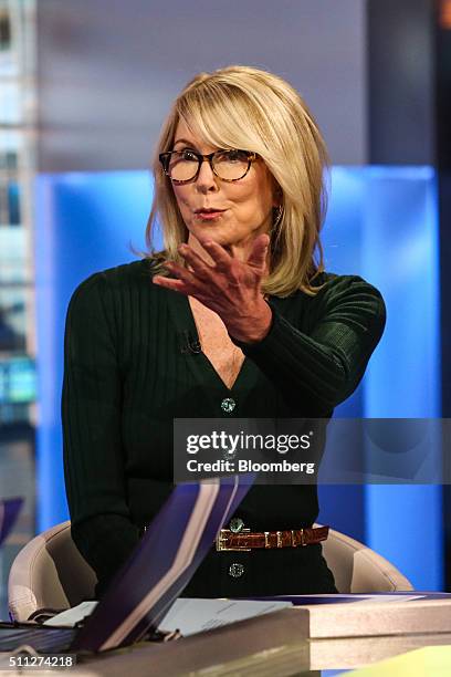 Susan Lyne, vice chairman of Gilt Groupe Inc, speaks during a Bloomberg Television interview in New York, U.S., on Friday, Feb. 19, 2016. Lyne spoke...