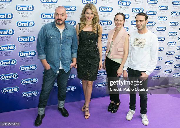 Juan Duyos, Mireia Lalaguna, Ana Locking and Ion Fiz attend an Oral B photocall during the Mercedes-Benz Madrid Fashion Week Autumn/Winter 2016/2017...