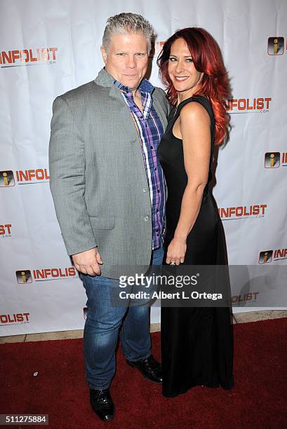Dr. Dennis Neder and actress Twyla Monti arrive for the InfoList Pre-Oscar Soiree And Birthday Party for Jeff Gund held at OHM Nightclub on February...
