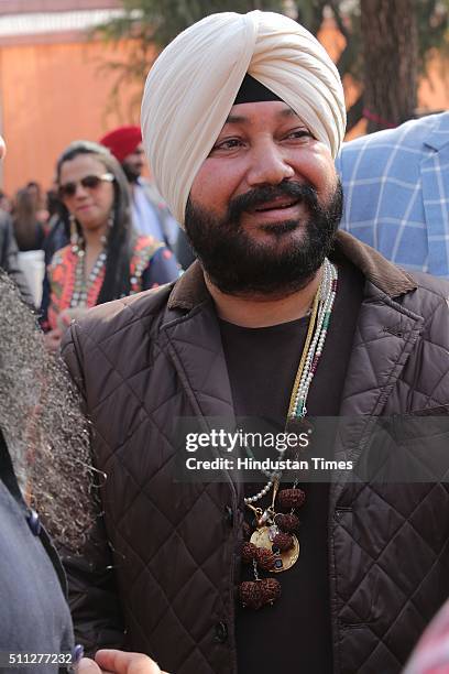 Bollywood singer Daler Mehandi during the Dastar Bandi ceremony of Tarvinder Singh, son of Shiromani Akali Dal leader Manjinder Singh Sirsa, at...