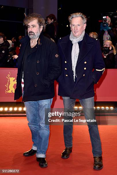 Directors Gustave Kervern and Benoit Delepine attend the 'Saint Amour' premiere during the 66th Berlinale International Film Festival Berlin at...