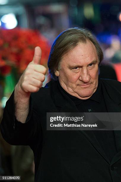 Gerard Depardieu attends the 'Saint Amour' premiere during the 66th Berlinale International Film Festival Berlin at Berlinale Palace on February 19,...