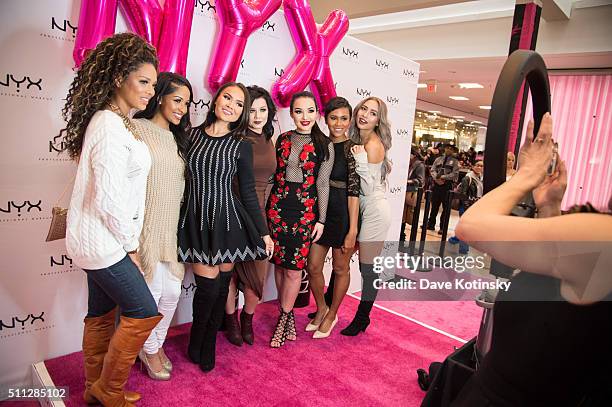 Denise Sanchez, Kennedy Knight, Maryam Maquillage, CiaooBelllaxo, Amanda Ensing, Shameless Maya and Amy Pham attend the NYX Professional Makeup Store...