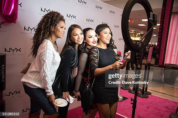 Denise Sanchez, Maryam Maquillage, Amanda Ensing and Shameless Maya attend the NYX Professional Makeup Store Willowbrook Grand Opening Ribbon Cutting...