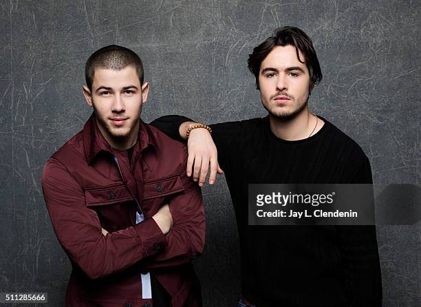 Nick Jonas and Ben Schnetzer for the film 'Goat' pose for a portrait at the 2016 Sundance Film Festival on January 23, 2016 in Park City, Utah....