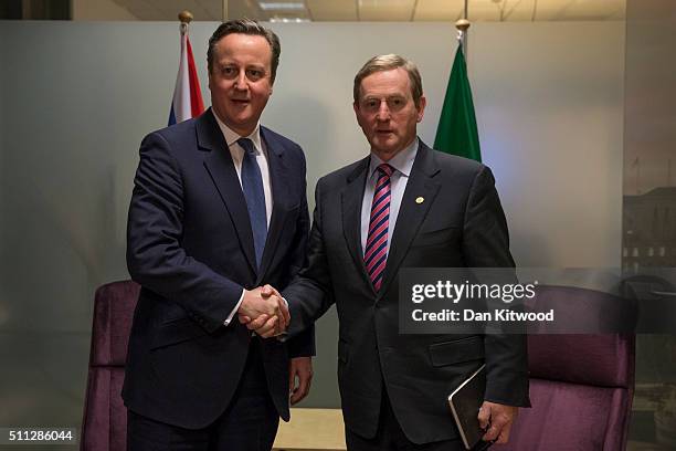 Ireland's Taoiseach Enda Kenny holds a bilateral meeting with British Prime Minister David Cameron as Mr Cameron continues his attempts to negotiate...