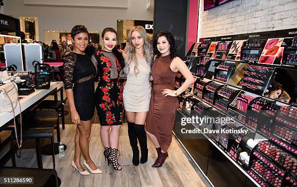 Shameless Maya, Amanda Ensing, Amy Pham and CiaooBelllaxo attend the NYX Professional Makeup Store Willowbrook Grand Opening Ribbon Cutting on...