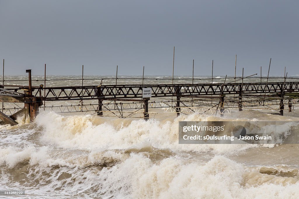 Storm Imogen hits Totland Bay on the Isle of Wight
