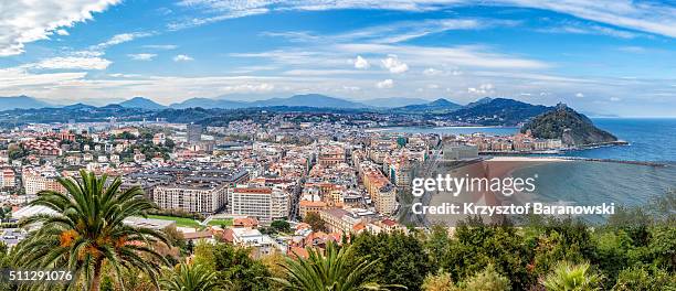 san sebastian panorama - spain san sebastian stockfoto's en -beelden