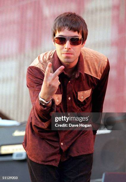 Singer Liam Gallagher of band Oasis in San Francisco supporting U2.