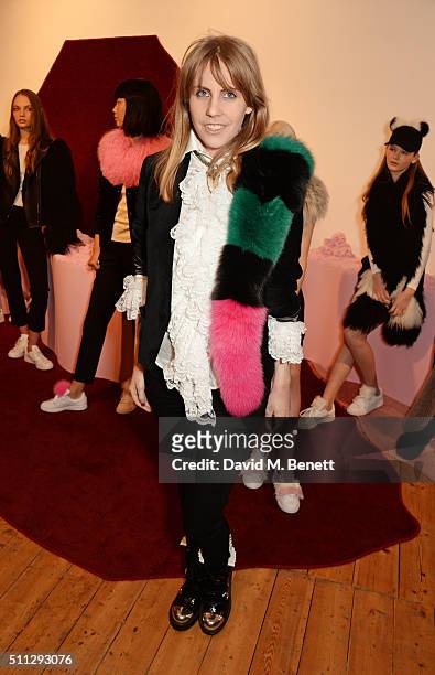 India Rose James attends the Charlotte Simone presentation during London Fashion Week Autumn/Winter 2016/17 at Scream Gallery on February 19, 2016 in...