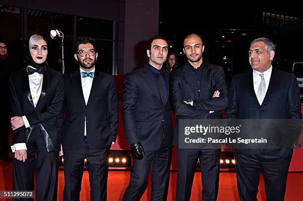 Actors Kiana Tajammol, Ehsan Goudarzi, Homayoun Ghanizadeh, Amir Jadidi and director Mani Haghighi attends the 'A Dragon Arrives!' premiere during...