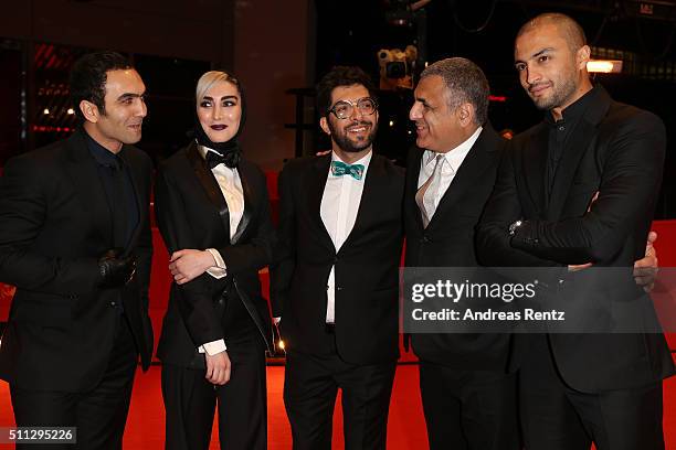 Actors Homayoun Ghanizadeh, Kiana Tajammol, Ehsan Goudarzi, director Mani Haghighi and actor Amir Jadidi attend the 'A Dragon Arrives!' premiere...