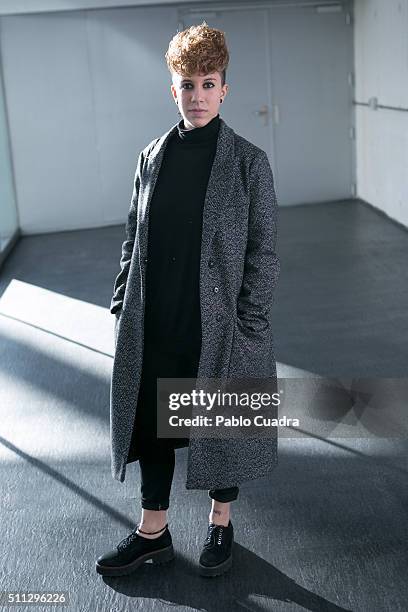 Sara wears Stradivarius shoes and handbag, Zara trousers, H&M pullover and Lefties Coat during the Mercedes Benz Fashion Week at Ifema on February...