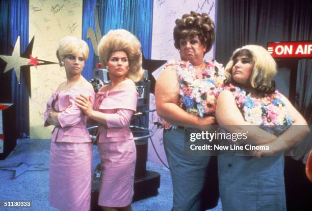 From left, American actors Colleen Fitzpatrick, Debbie Harry, Divine , and Ricki Lake in a scene from 'Hairspray,' directed by John Waters, 1988.