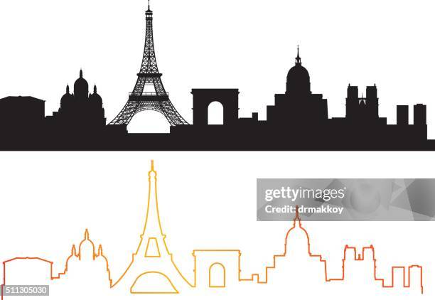 paris skyline - paris skyline vector stock illustrations