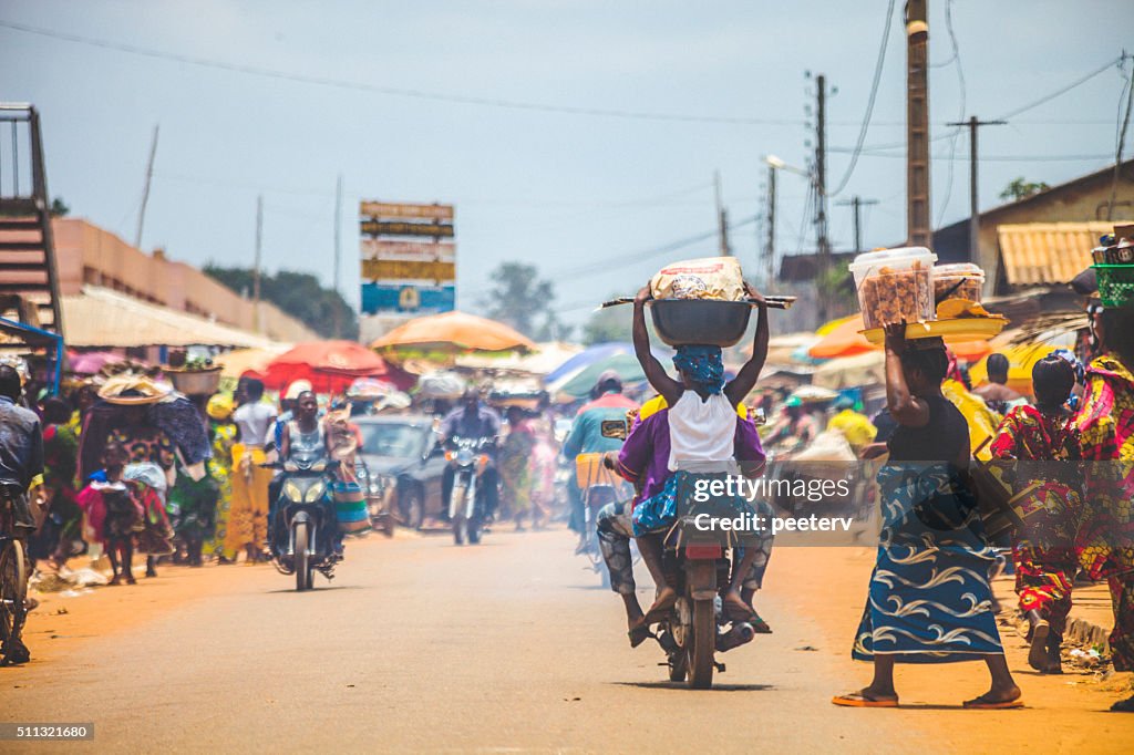 West African market scene.