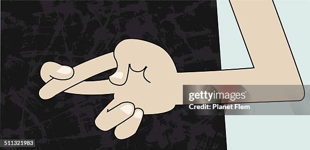 fingers crossed behind back - two faces stock illustrations