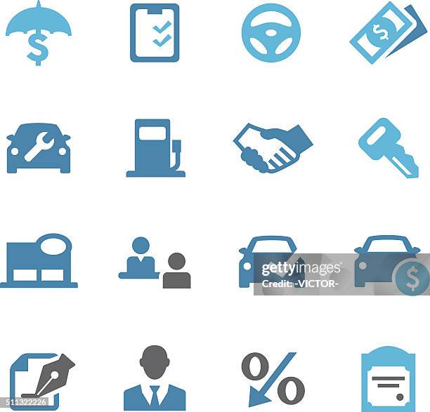 auto dealership icons - conc series - auto loan stock illustrations