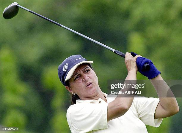 Pakistani Tahir Nazir tees off from the first hole during the first day play of the 6th South Asian Association for Regional Cooperation Golf...