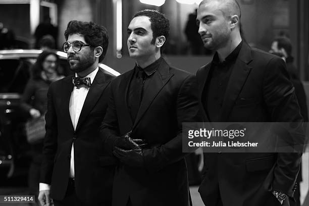 Actors Ehsan Goudarzi, Homayoun Ghanizadeh and Amir Jadidi attend the 'A Dragon Arrives!' premiere during the 66th Berlinale International Film...